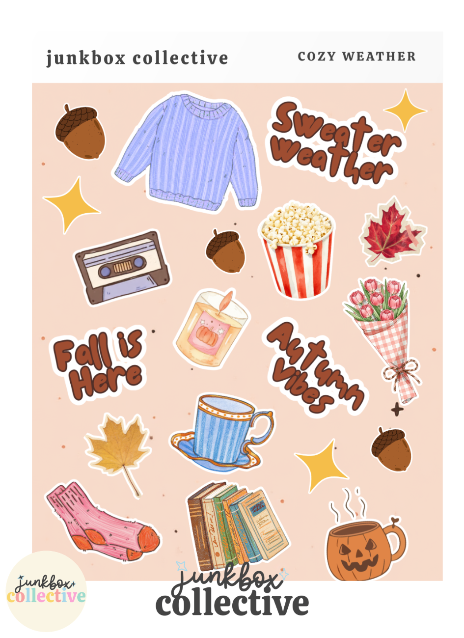 cozy weather sticker sheet