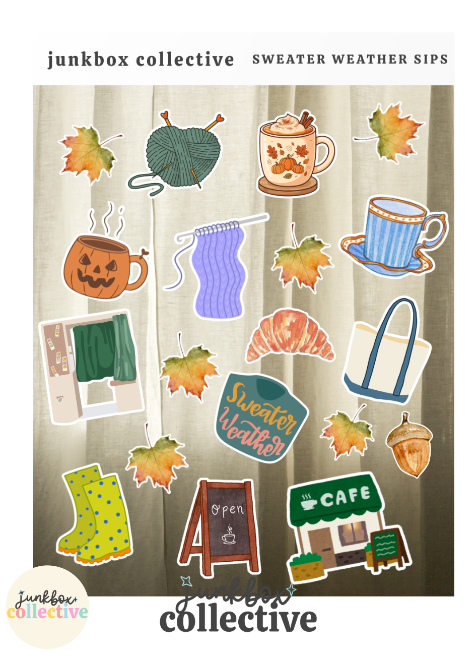 sweater weather sip sticker sheet