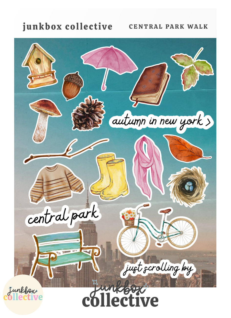 cental park walk sticker sheet