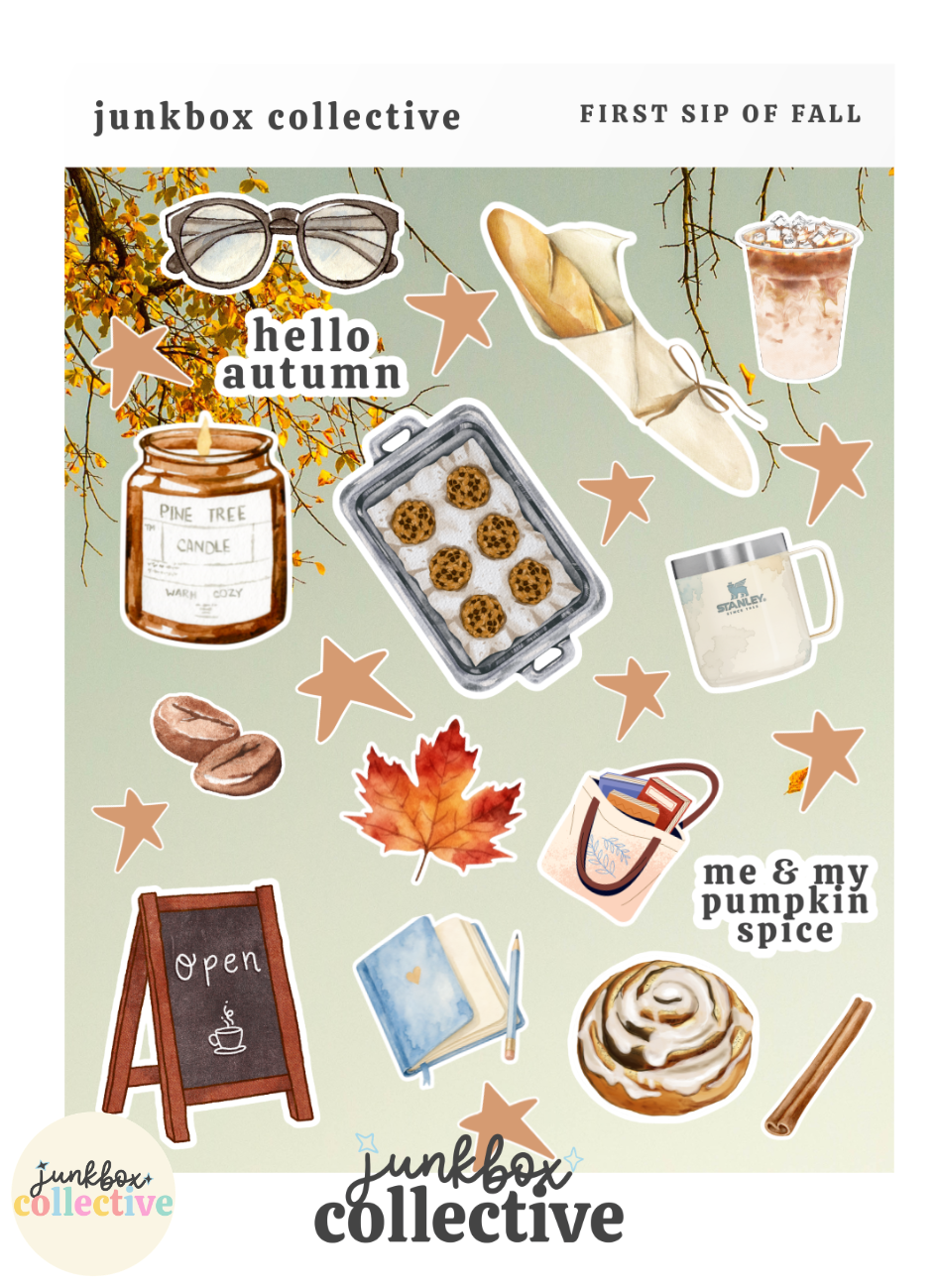 first sip of fall sticker sheet