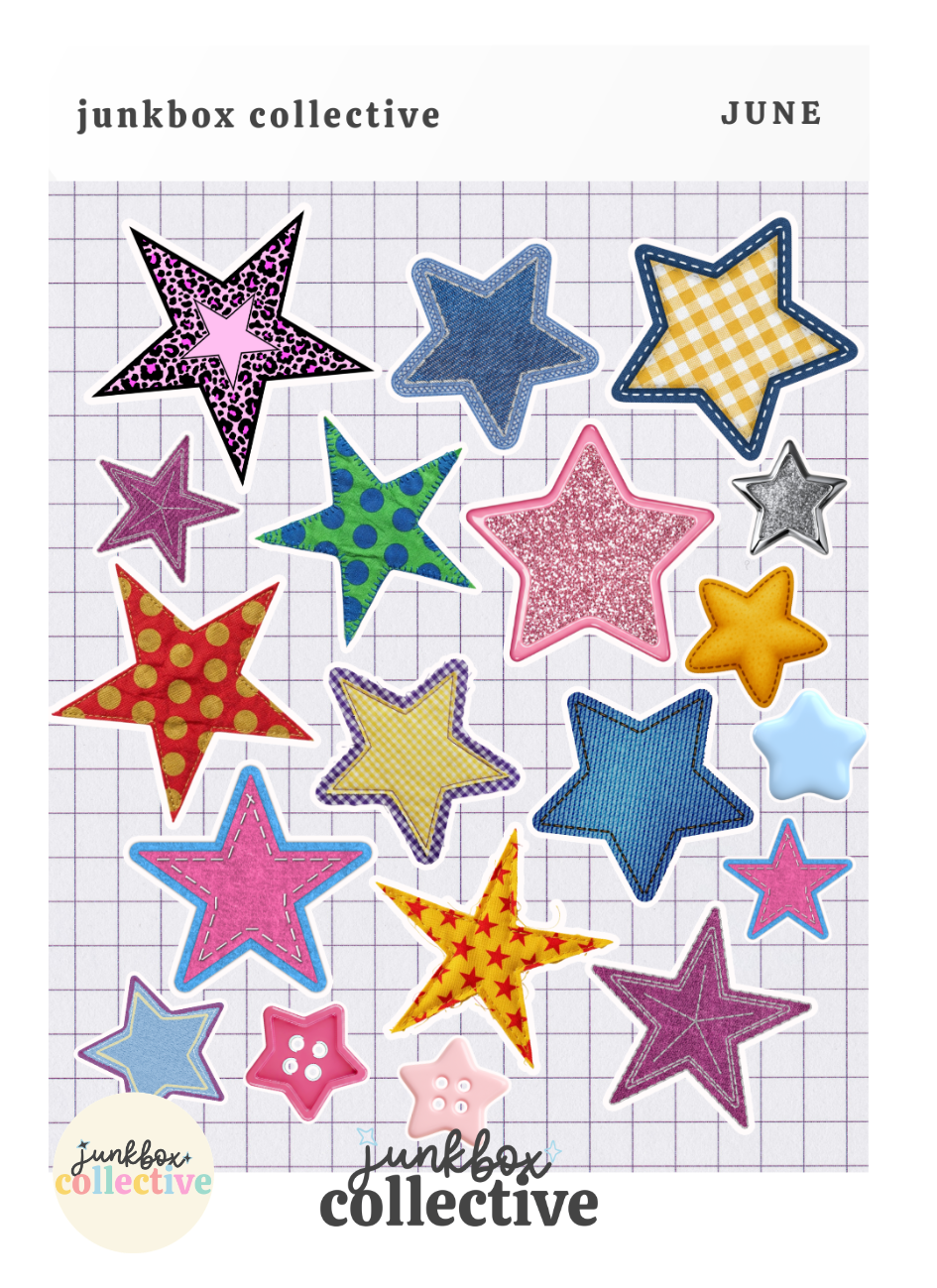 mixed media stars sticker sheet