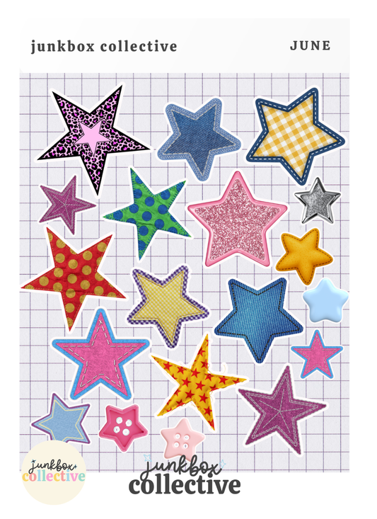 mixed media stars sticker sheet