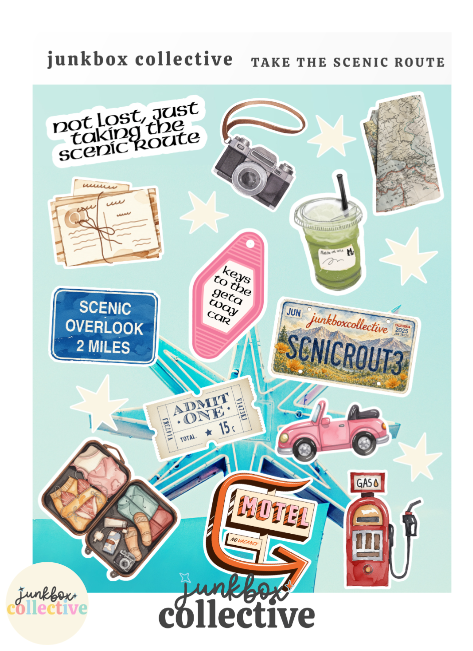 take the scenic route sticker sheet