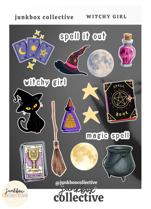 witchy girl sticker sheet