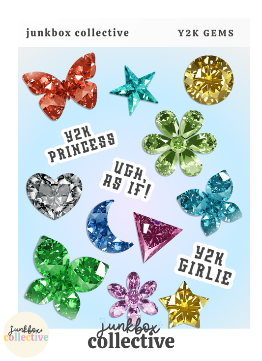 y2k gems sticker sheet
